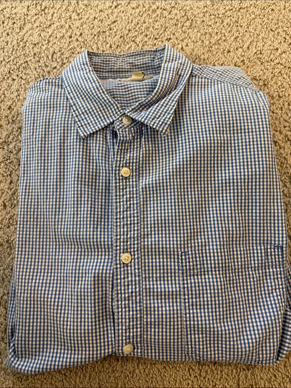 Sonoma Blue and White Gingham Casual Button-Down Shirt